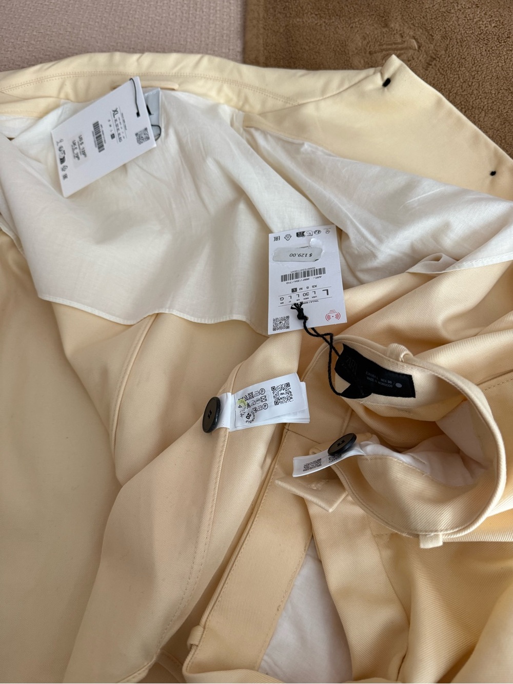 ZARA butter Yellow cotton Short Trench Coat/ shorts set SZ XL/ L NWTsell the set - Picture 11 of 12